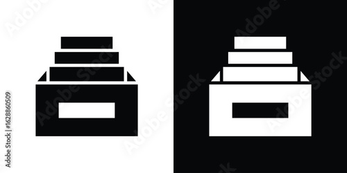 Archive icon flat simple. icon set in silhouette