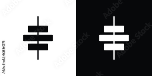 Align center icon flat simple. icon set in silhouette