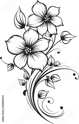 Elegant Petal Decorative Logo Vector Art Black Floral Ornament Vector Design Element
