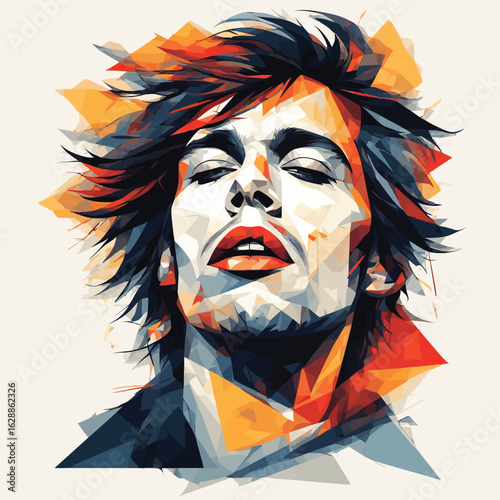 Geometric Abstract Portrait of a Man with Angular Features Illustration