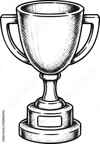 Trophy icon as symbol of achievement with hand-drawn style