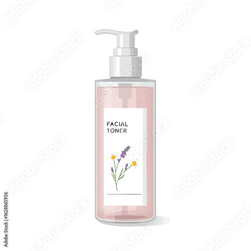 Vector illustration of bottle of facial toner on white background