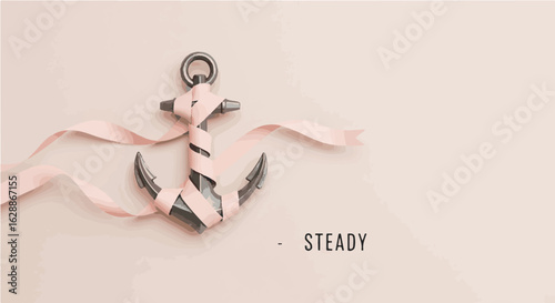 Father's day anchor with ribbon nautical theme maritime symbol of hope and stability sea ocean navigation vessel safety vector