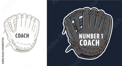 Father's day baseball coach glove vector art for team sports training and coaching gear and equipment illustration design vector
