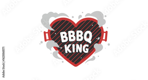 Father's day bbq king heart shaped grill design vector illustration for barbecue restaurant and grilling food lovers vector