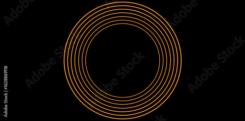 Realistic Golden Metallic Ring Frames Vector Illustration.	