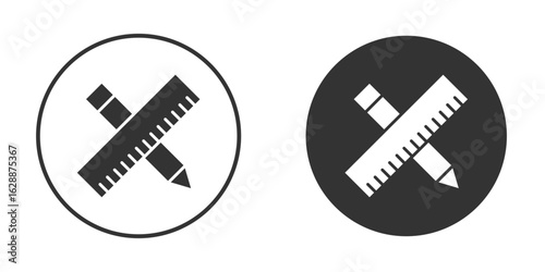 Pencil and ruler icon Minimal Flat Pictogram for Ui Designs