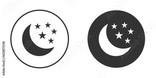Moon stars icon Minimal Flat Pictogram for Ui Designs
