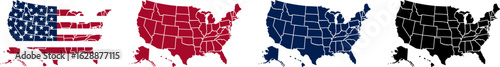 Set of USA Map Vector Illustrations | United States Geography and American Map Design Collection