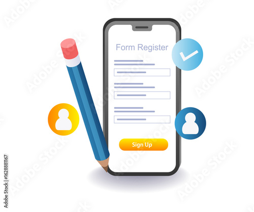 Smartphone register account illustration.eps