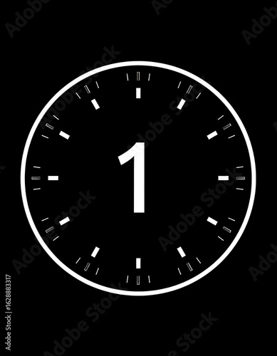 Simple clock face showing one hour