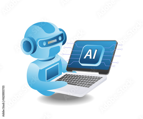 Robots use computer artificial intelligence.eps