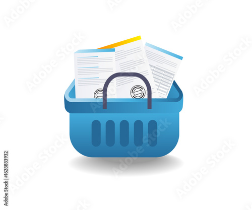 Paper data above the shopping cart.eps