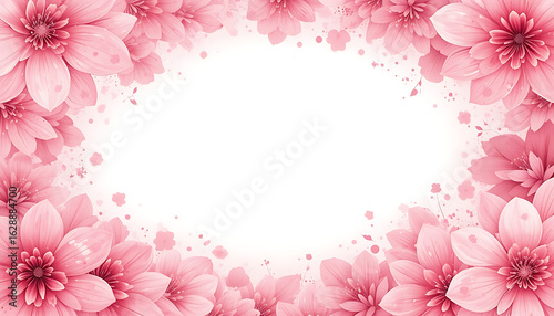 Pink Floral Watercolor Frame Background.