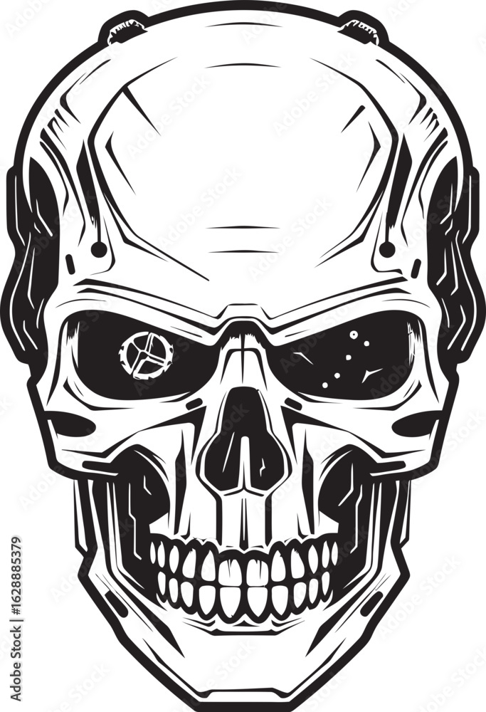 Obraz premium Black SkullBot Fusion Mark Vector SkullTech Robotics