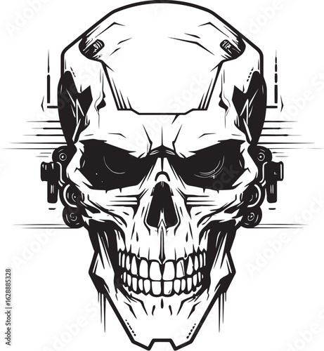 SkullBot Gear Mark Frame Cyber Skull Fusion Badge