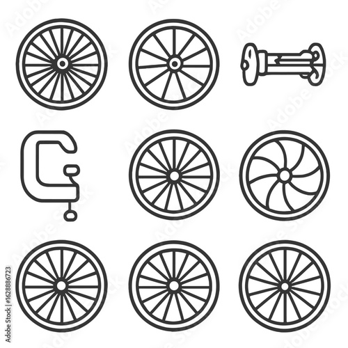 Design wagon vector icon spoke mountain bicycle attached spokes wheel curved