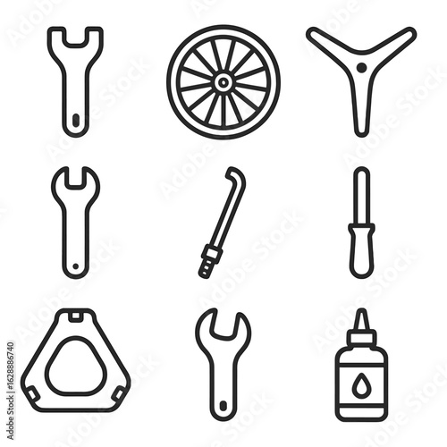 Icons spoke line contour maintenance collection set stroke vector icon symbol minimal