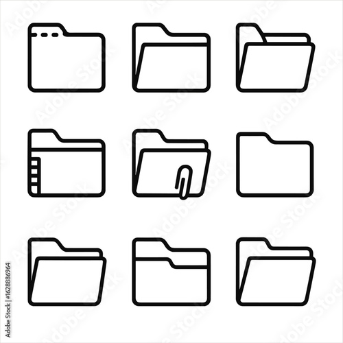 Folder tabbed collection tab file minimal document vector icon horizontal clip