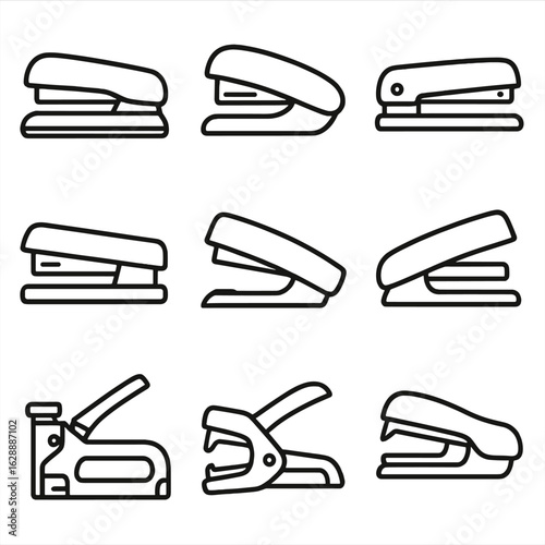 Vector base angled office grip stapler reload metal remover staple icon icons