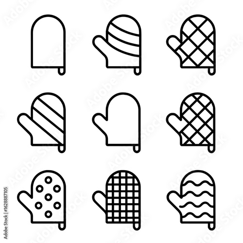 Stroke minimal symbol icon collection oven cotton mitts outline vector contour line