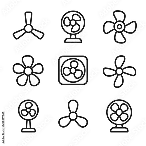 Icons metal air table unit vector blade circulator icon oscillating fan