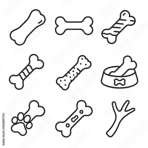 Vector icon dispenser bowl pet chew treat bone print grilled puppy