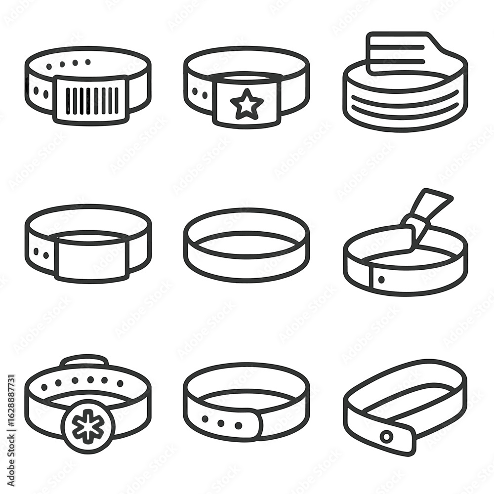 Event vip vector wristband barcode medical blank band color icons icon alert Event vip vector wristband barcode medical blank band color icons icon alert