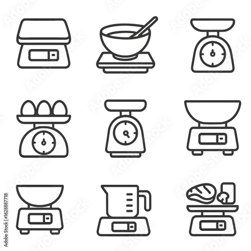 Platform icon soup scale meal vector mixing analog bowl prep eggs kitchen