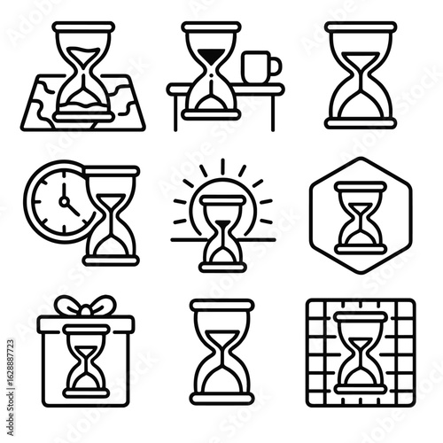 Unique workstation clock rounded full icons icon box sunrise vector hourglass gift