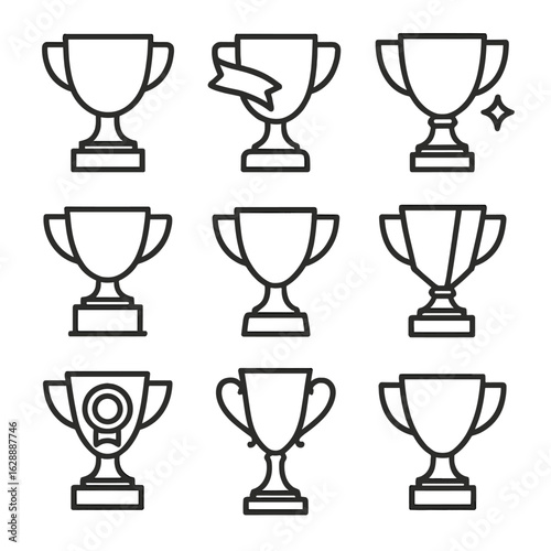 Silhouette sparkle vector pedestal trophy modern medal elegant silver prize icon icons