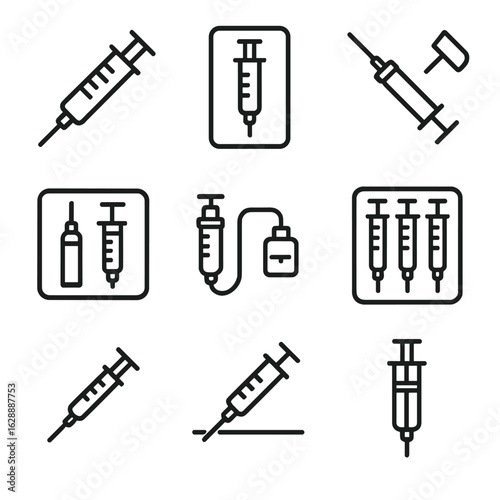 Tool chamber disposable guard tiny angled icons syringe icon vector dual kit