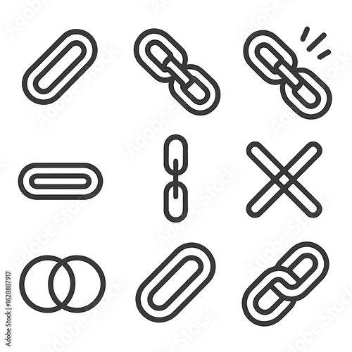 Vertical chain icon apart vector linked metal loops icons crossing link
