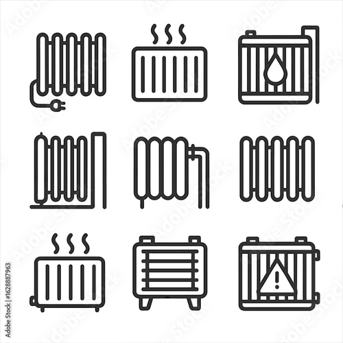 Icon cord water piping heater vector car icons symbol power radiator heat