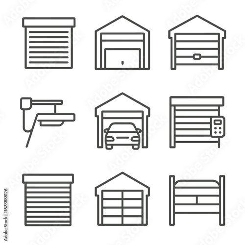 Keypad door sectional shutter icons vector garage gate icon handle closed