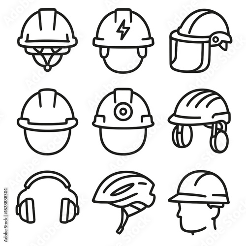 Construction light face vector helmet padding impact icon inner electrical icons clip