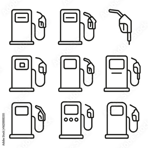 Digital fuel icon connector gas collection hose outline pump symbol vector line
