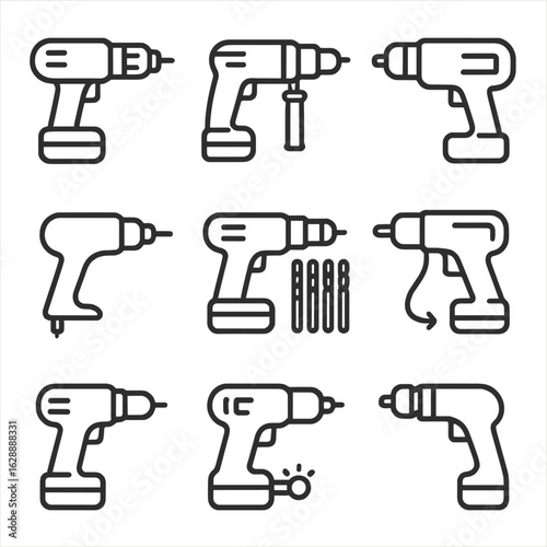 Cordless power speed drill icon vector operated bit battery electric