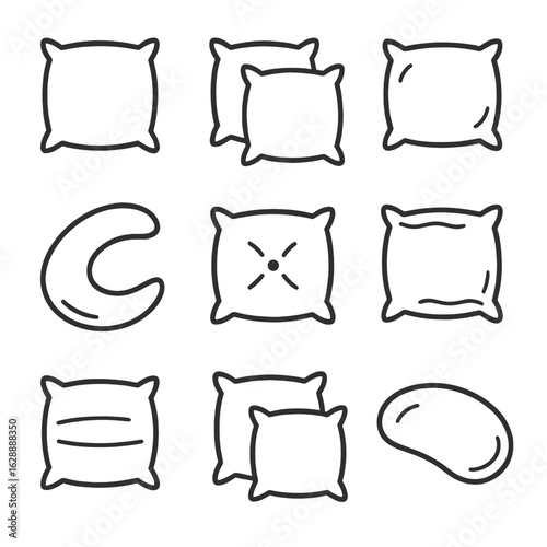 Line vector minimal icon outline symbol stroke set contour pillow collection