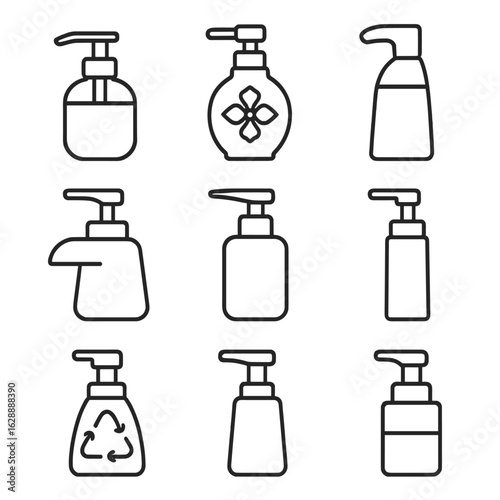 Decorative vector soap sleek icon countertop bottle bathroom unit pump dispenser recyclable