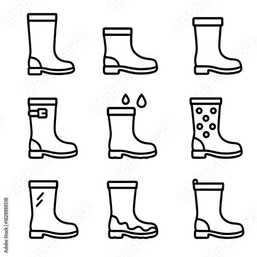 Rain raindrops pull rubber vector buckle glossy icons icon boot tab