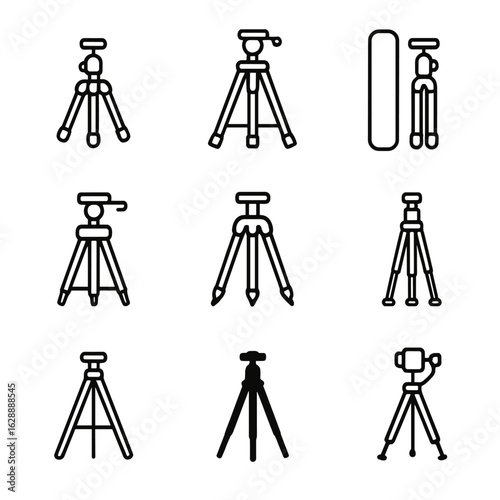 Tilt head icon vector icons case up photography tripod spike feet carrying