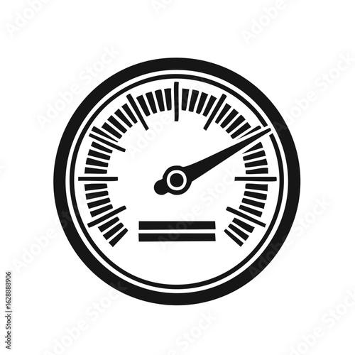 Simple speedometer icon illustration. Round gauge for measuring speed, power, or pressure. Vector graphic.