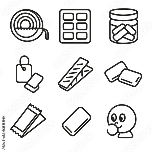 Vector gum tape set icon pack sticks tag cartoon container double icons