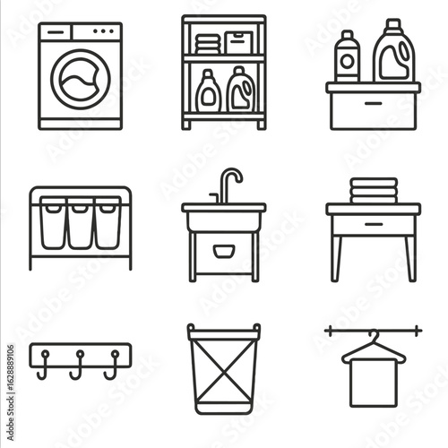 Icons icon storage vector sink hamper laundry wall folding drying room organizer