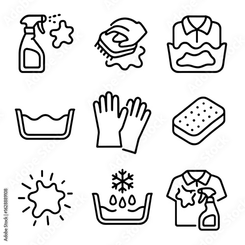 Cold water soaked spray remover vector icon fabric icons removal stain pretreat