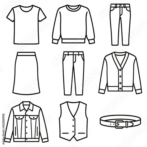 Crewneck simple skirt denim tailored icon fitted jeans icons vector timeless sweatshirt
