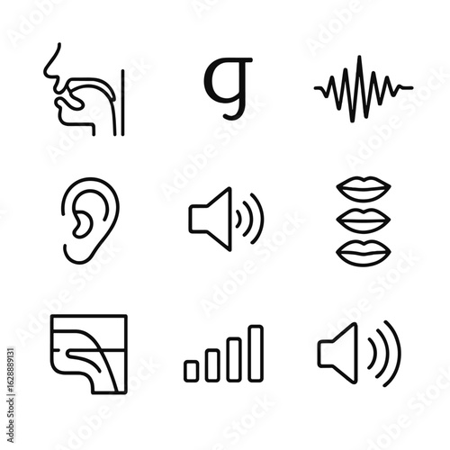 Guide icons vector waveform chart mouth position sound echo icon speaker pronunciation