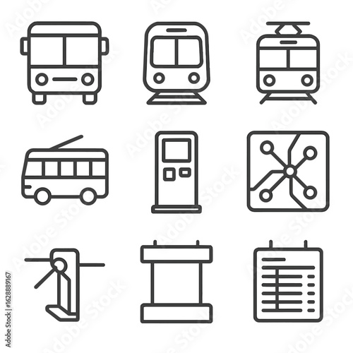 City icons vector sign platform schedule metro ticket transport public machine icon