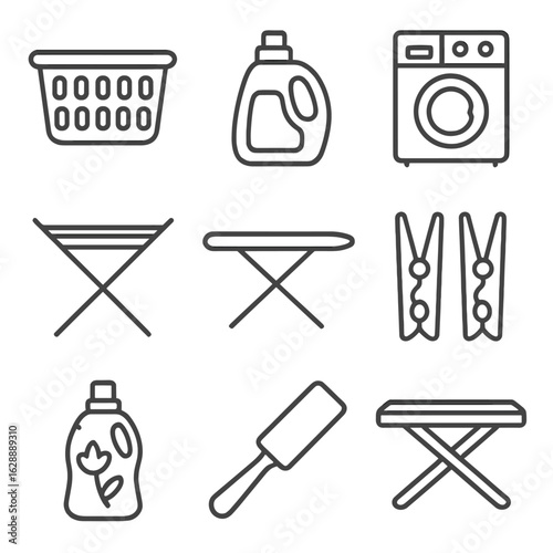 Board vector folding icon fabric drying bottle set softener ironing laundry table